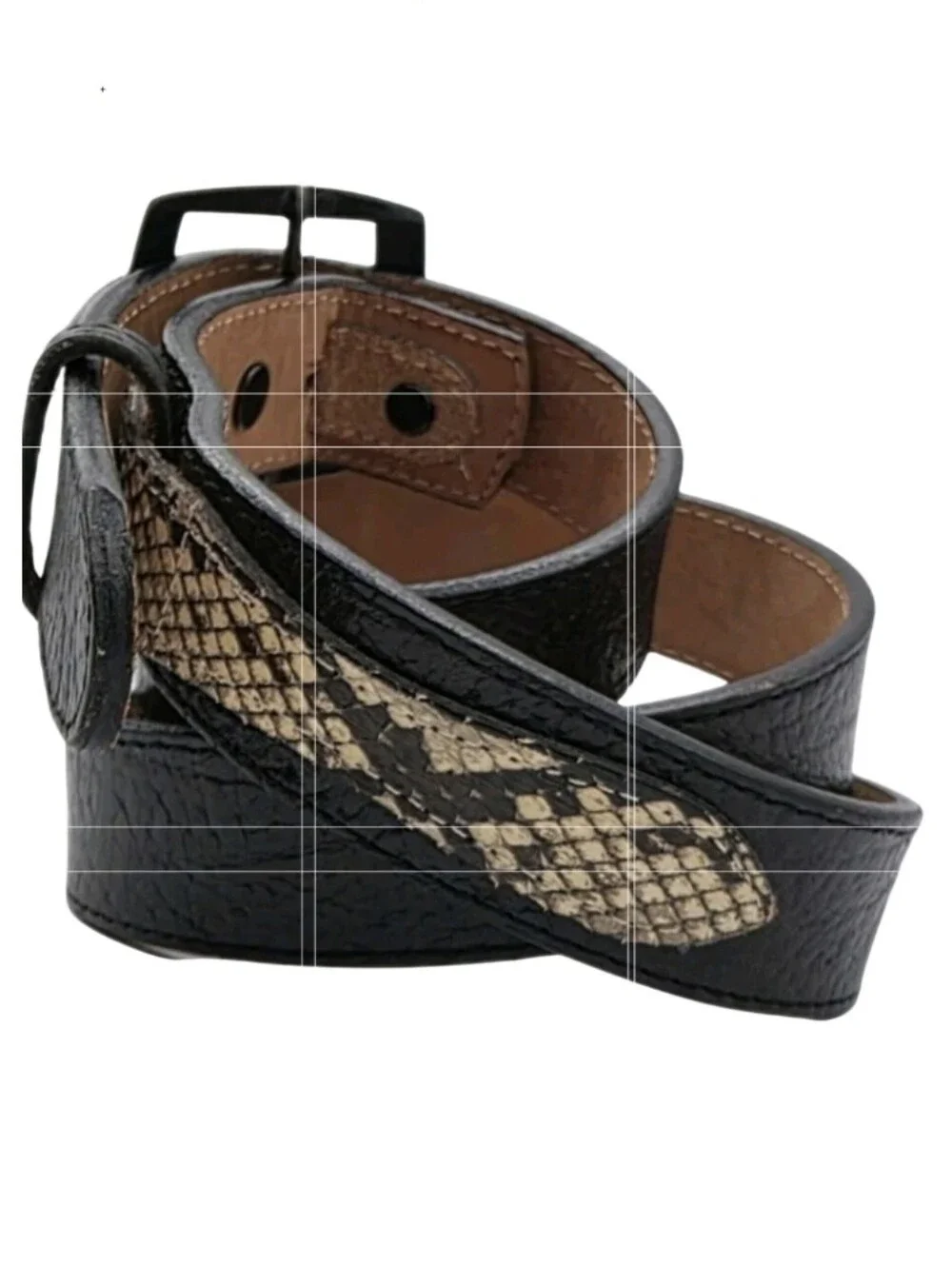 Men's Leather Belt Dundee Python Black Size 40 Snakeskin Western Preppy Casual